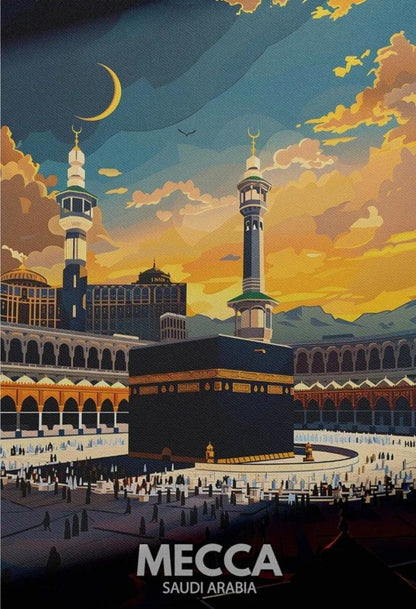 Mecca Kaaba Sunset Poster Wall Art