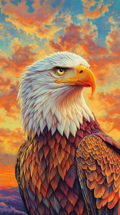 Bold Eagle with Sunset Sky Poster Wall Art