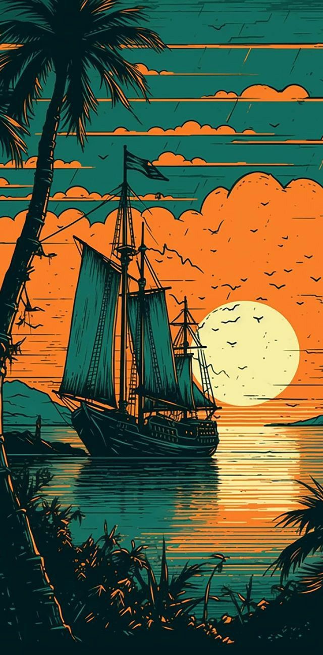 Sunset Sailboat Poster Wall Art