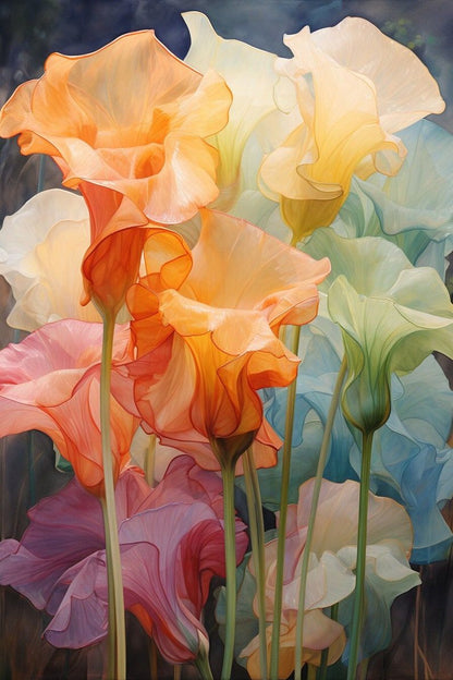 Pastel Ruffled Floral Poster Wall Art