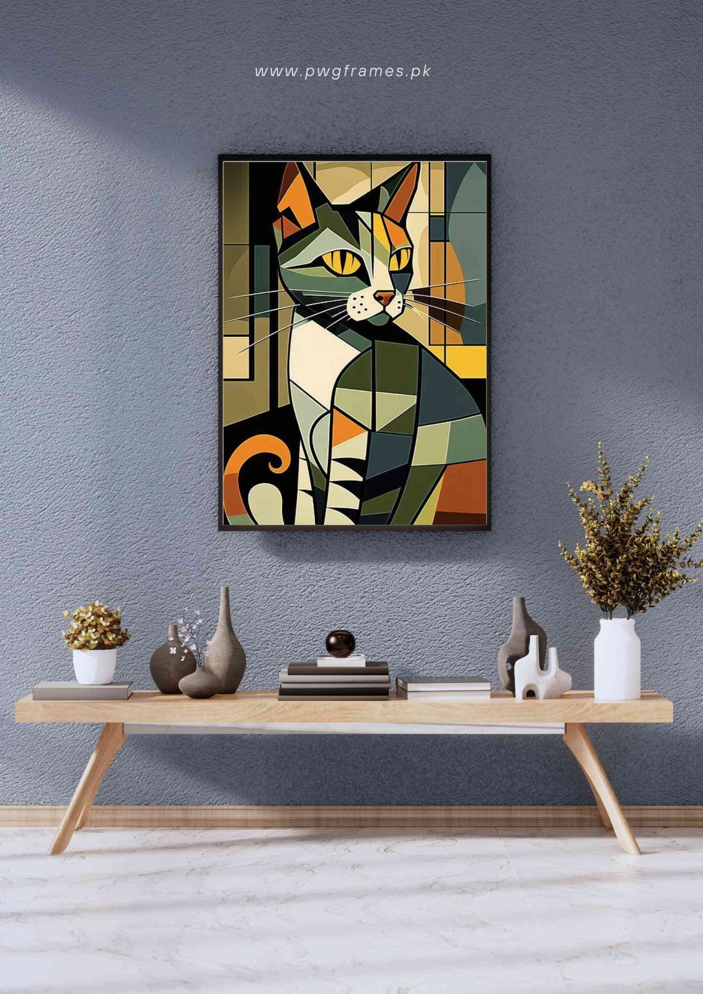 Stained Glass Cubism Cat Poster Wall Art