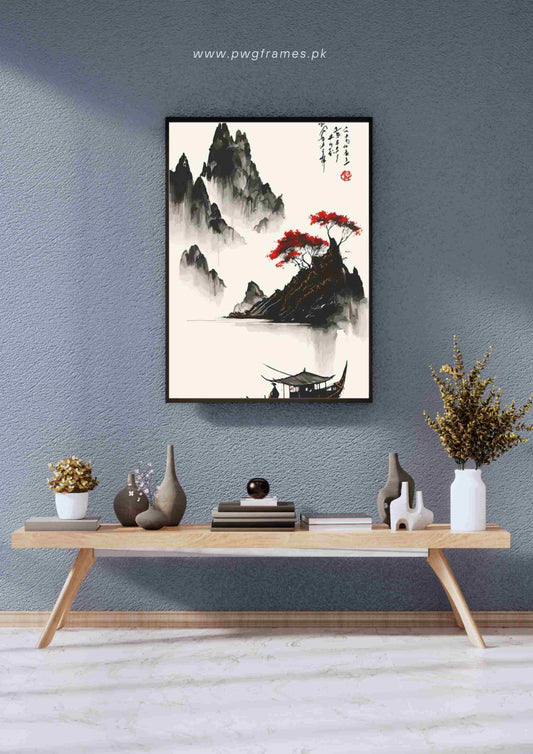 East Asian Landscape Ink Wash Painting Poster Wall Art