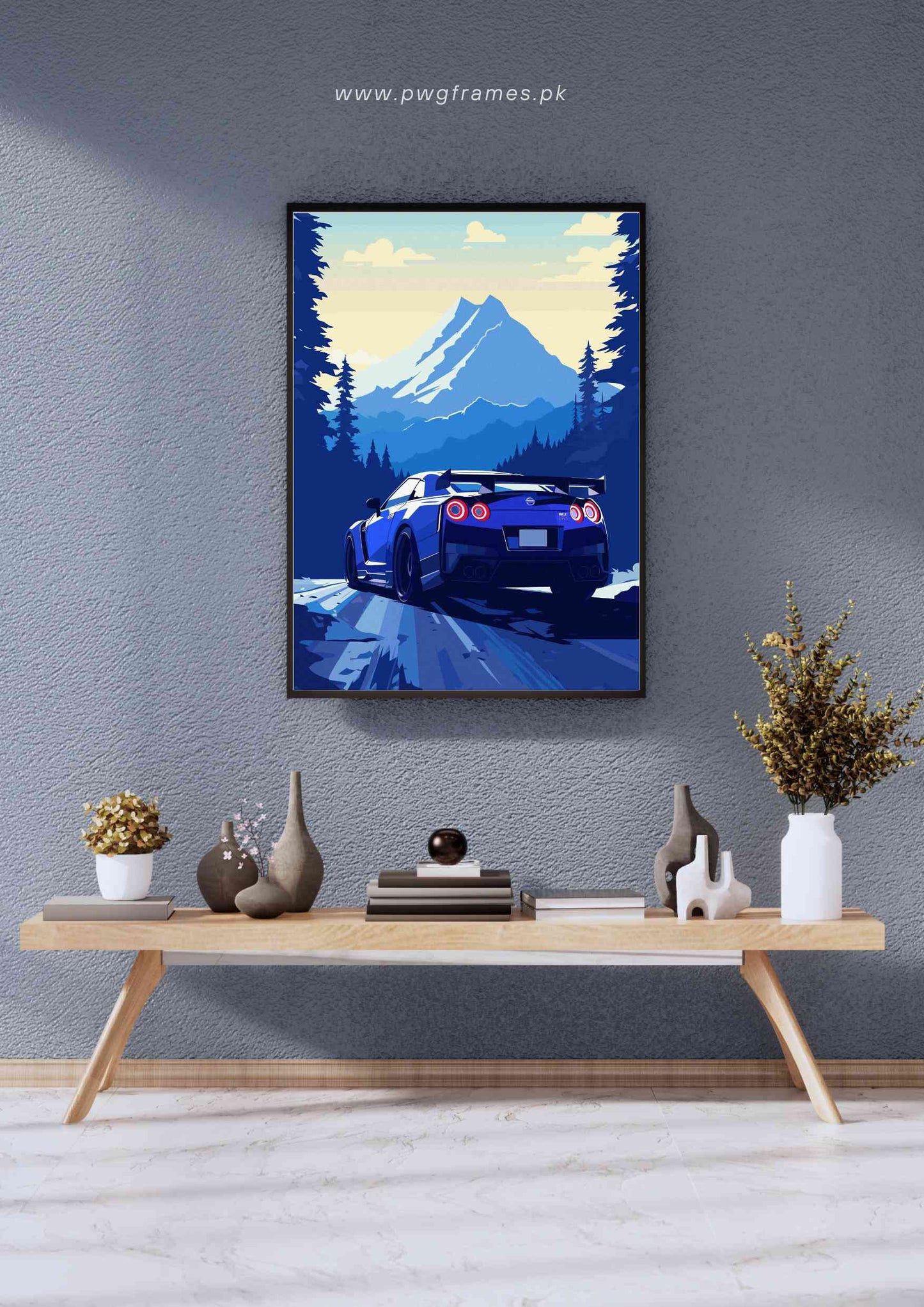 Nissan GTR Snowy Mountain Poster Wall Art