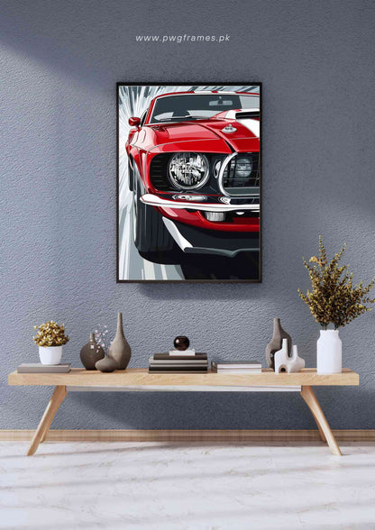 Vintage Ford Mustang Vector Poster Wall Art