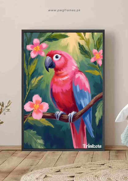 Tropical Pink and Blue Macaw Poster Wall Art