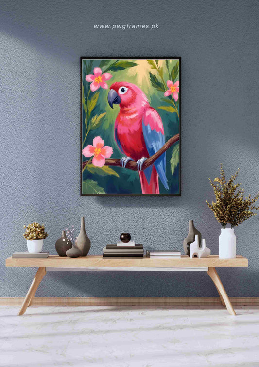 Tropical Pink and Blue Macaw Poster Wall Art