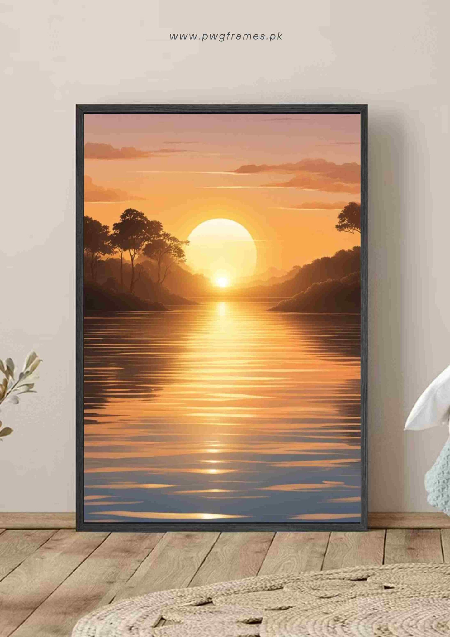 Peaceful Lake Sunset Poster Wall Art