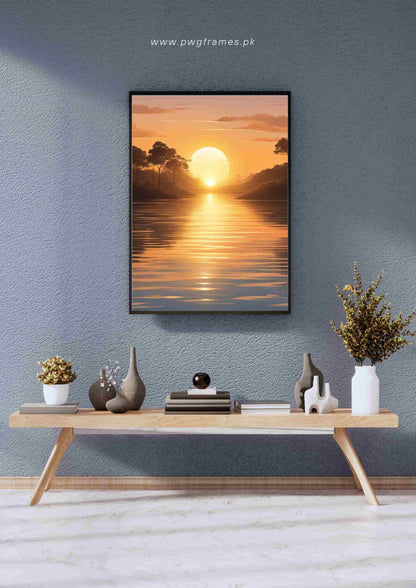Peaceful Lake Sunset Poster Wall Art
