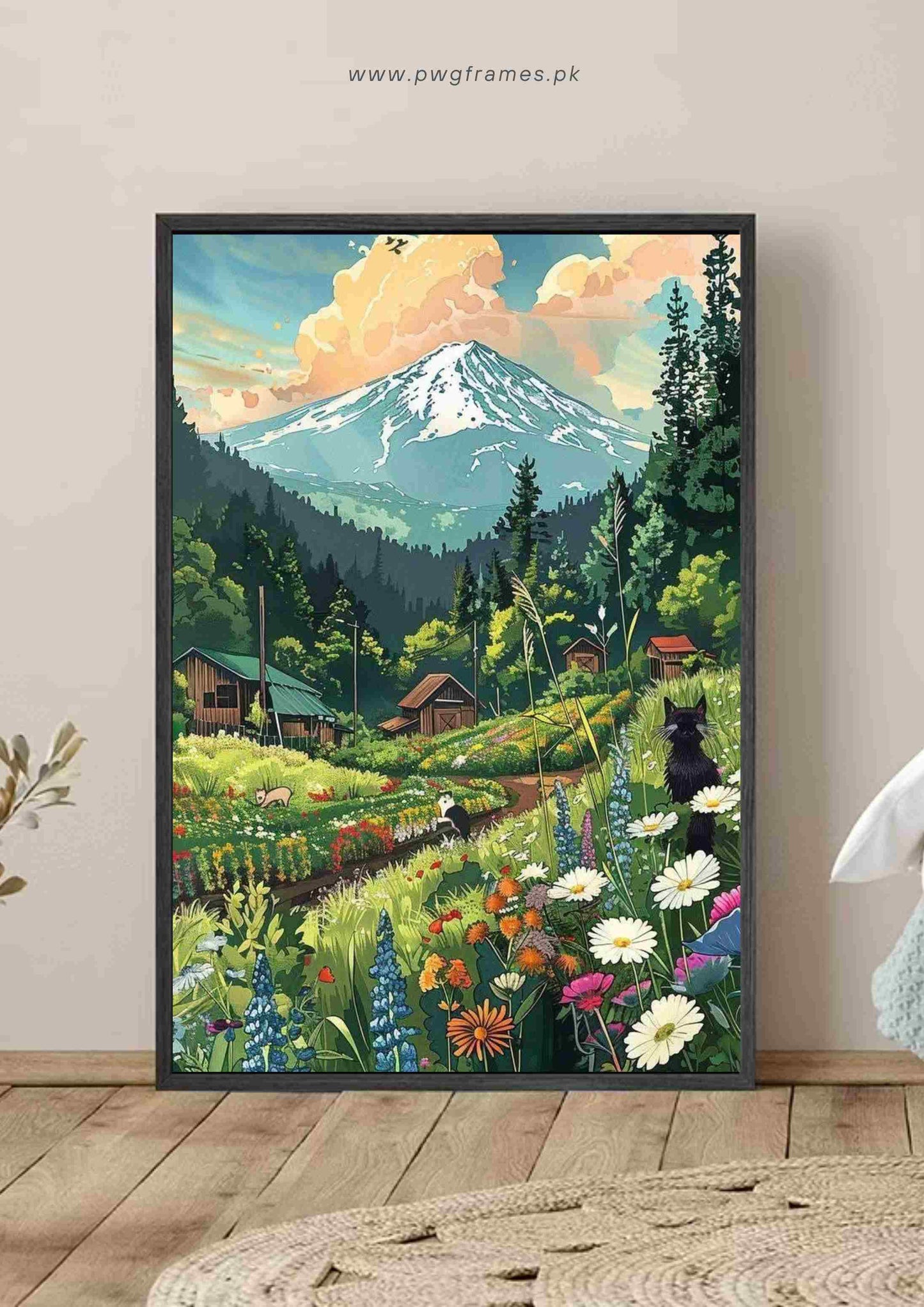 Japanese Countryside Mount Fuji Poster Wall Art