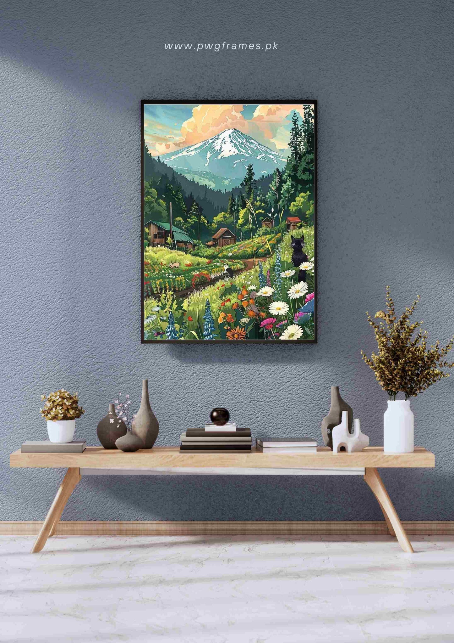 Japanese Countryside Mount Fuji Poster Wall Art