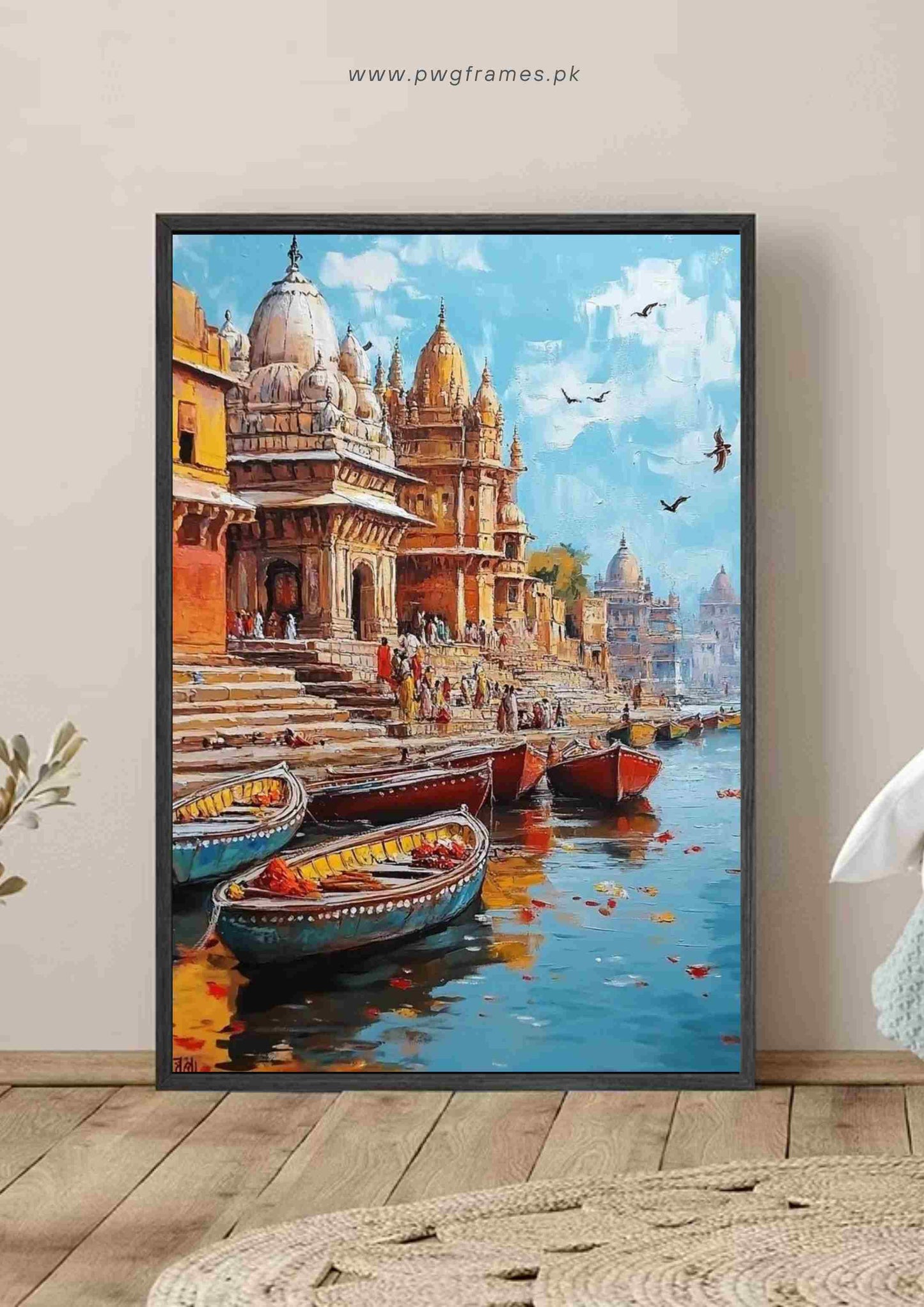 Impressionist Painting of Varanasi Ghats Poster Wall Art