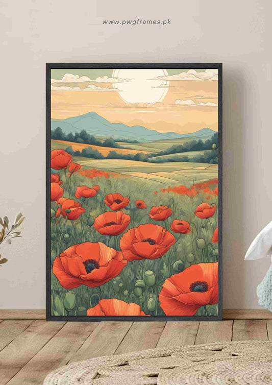 Field of Red Poppies Poster Wall Art
