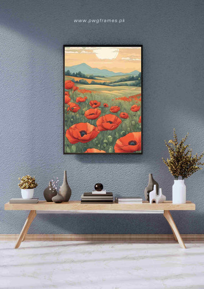 Field of Red Poppies Poster Wall Art