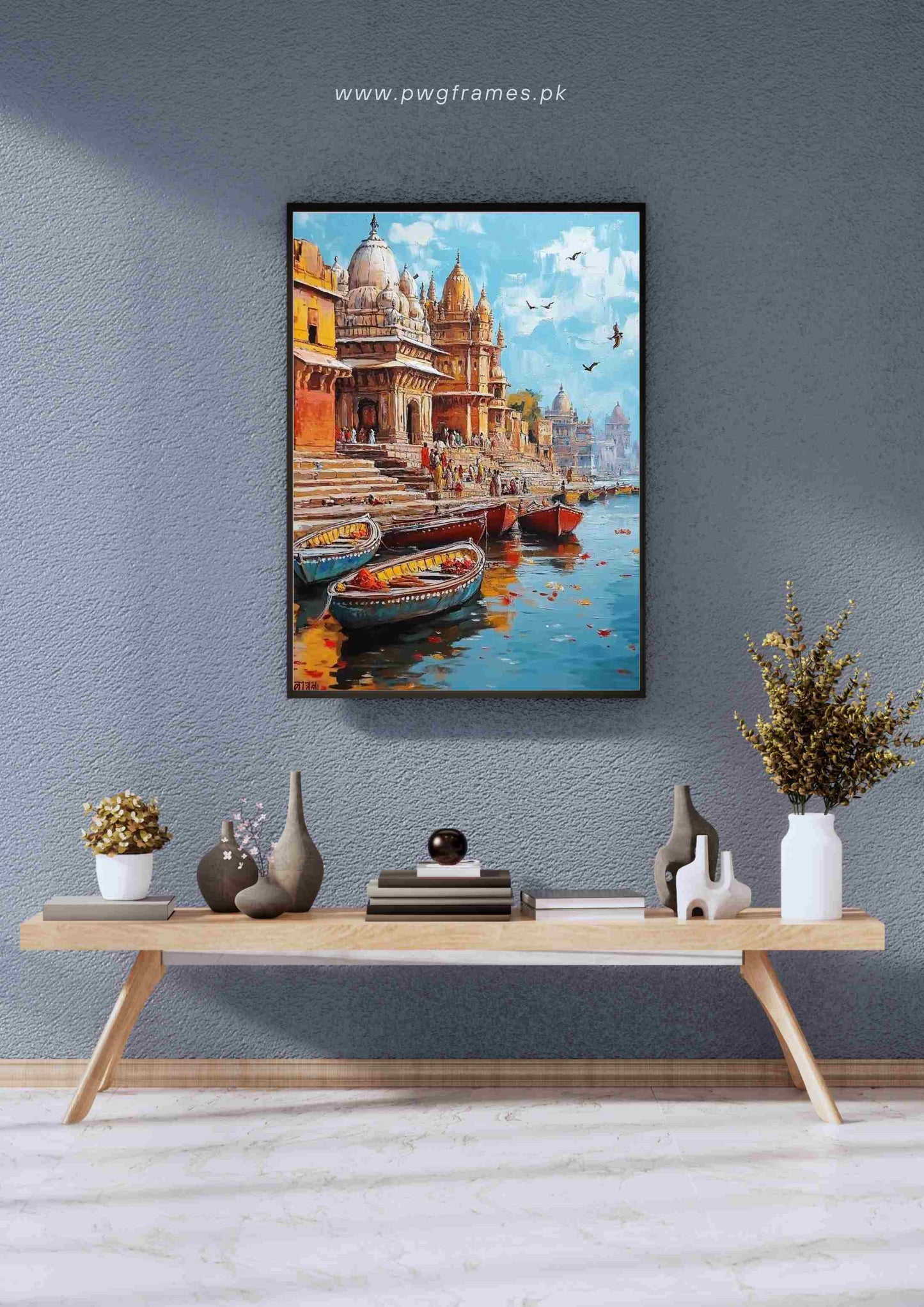 Impressionist Painting of Varanasi Ghats Poster Wall Art