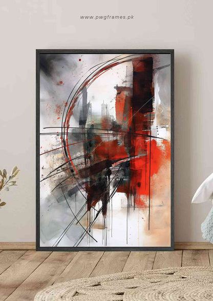 Dynamic Red and Black Abstract Poster Wall Art