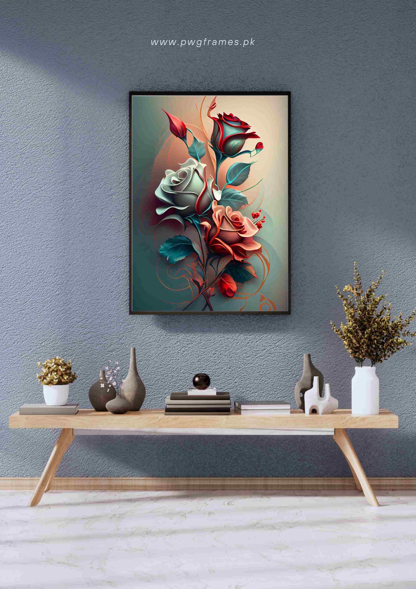 Romantic Three Roses Floral Poster Wall Art