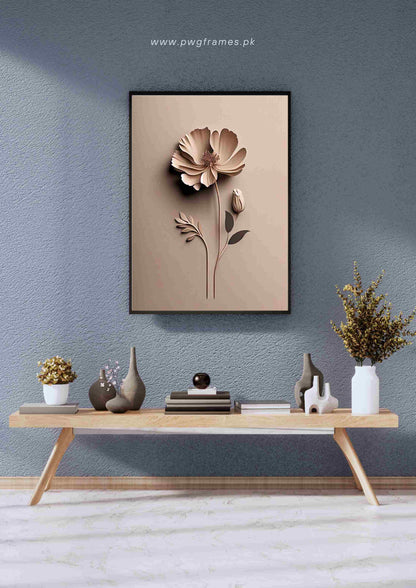 Minimalist 3D Paper Flower Poster Wall Art