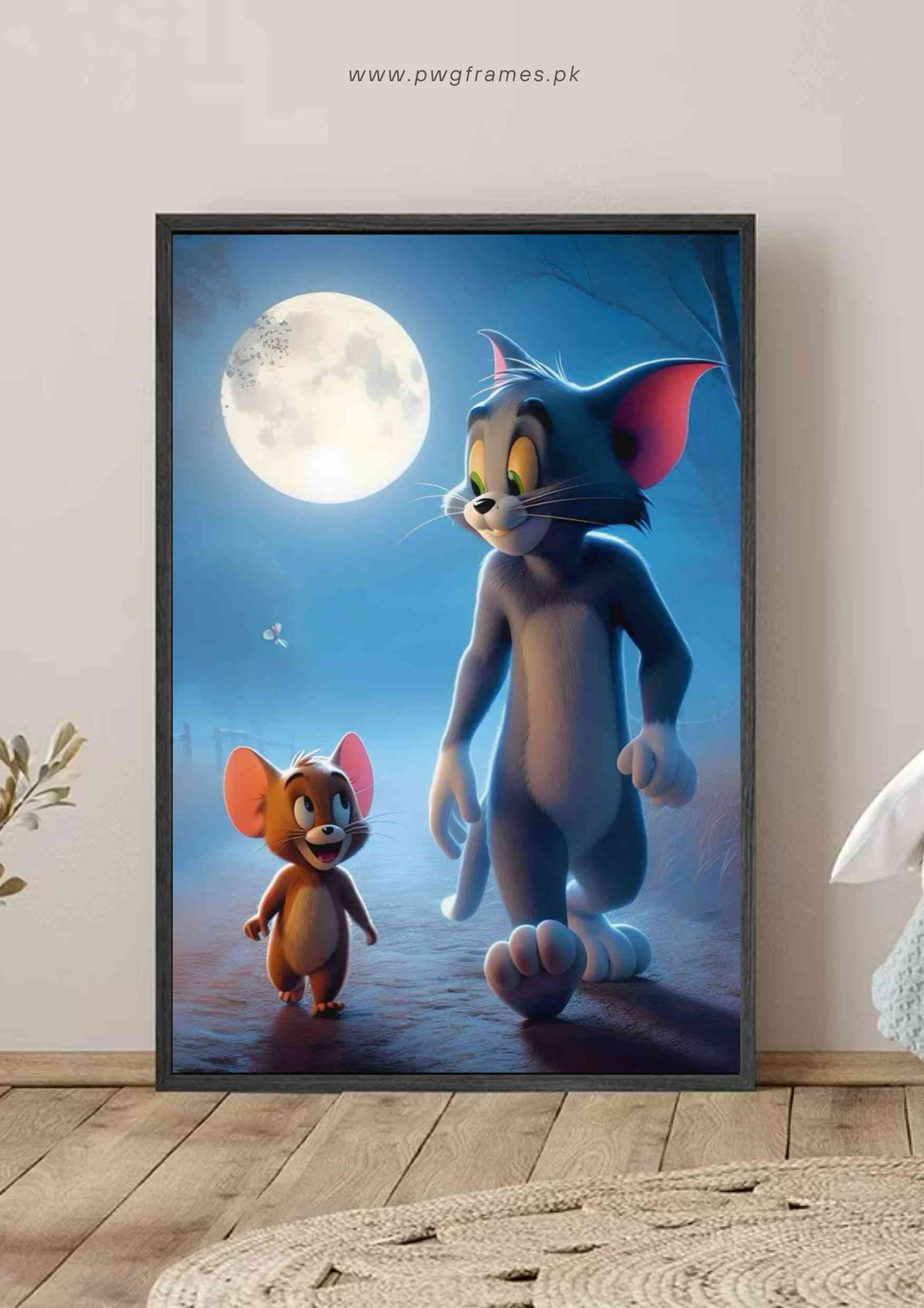 Tom and Jerry Dreamy Moonlit Walk Poster Wall Art