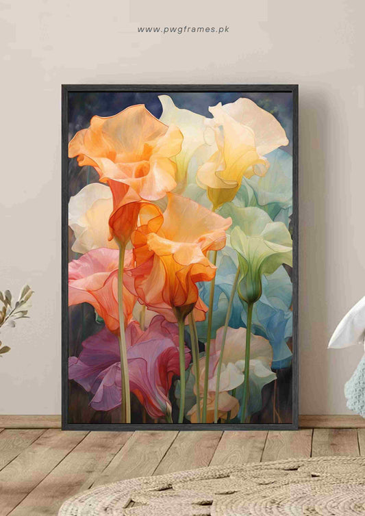 Pastel Ruffled Floral Poster Wall Art