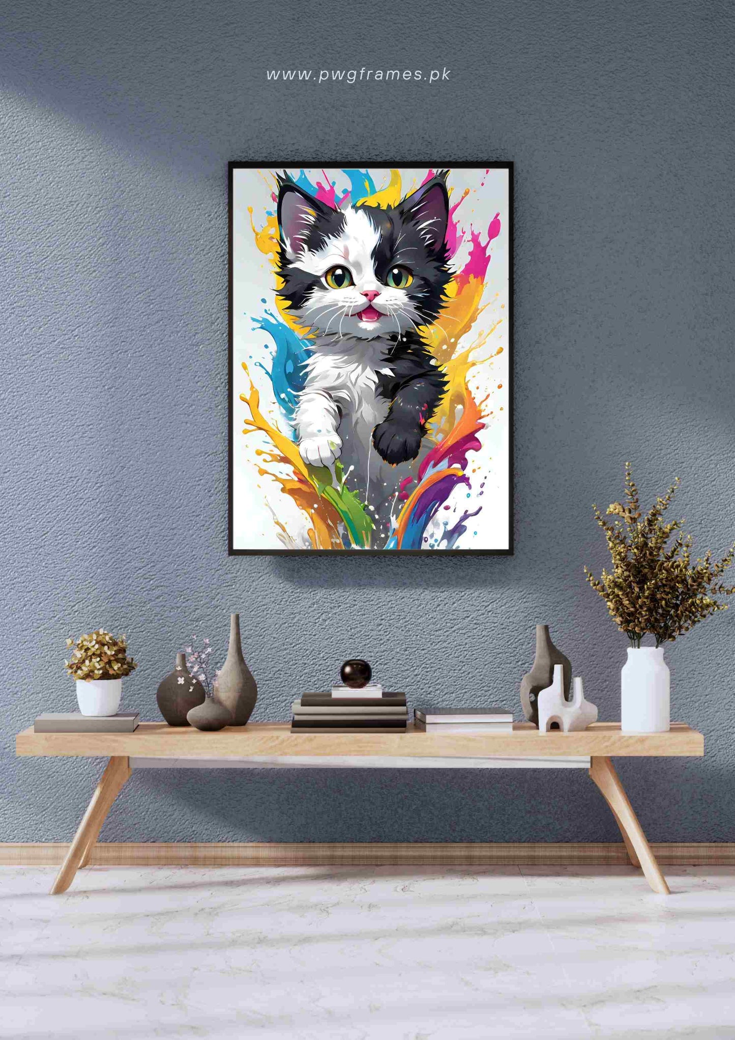Paint Splatter Kitten Poster Wall Art