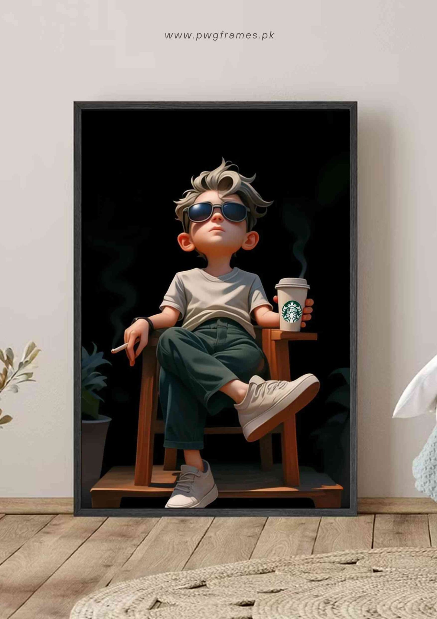 Cool Kid with Coffee Poster Wall Art